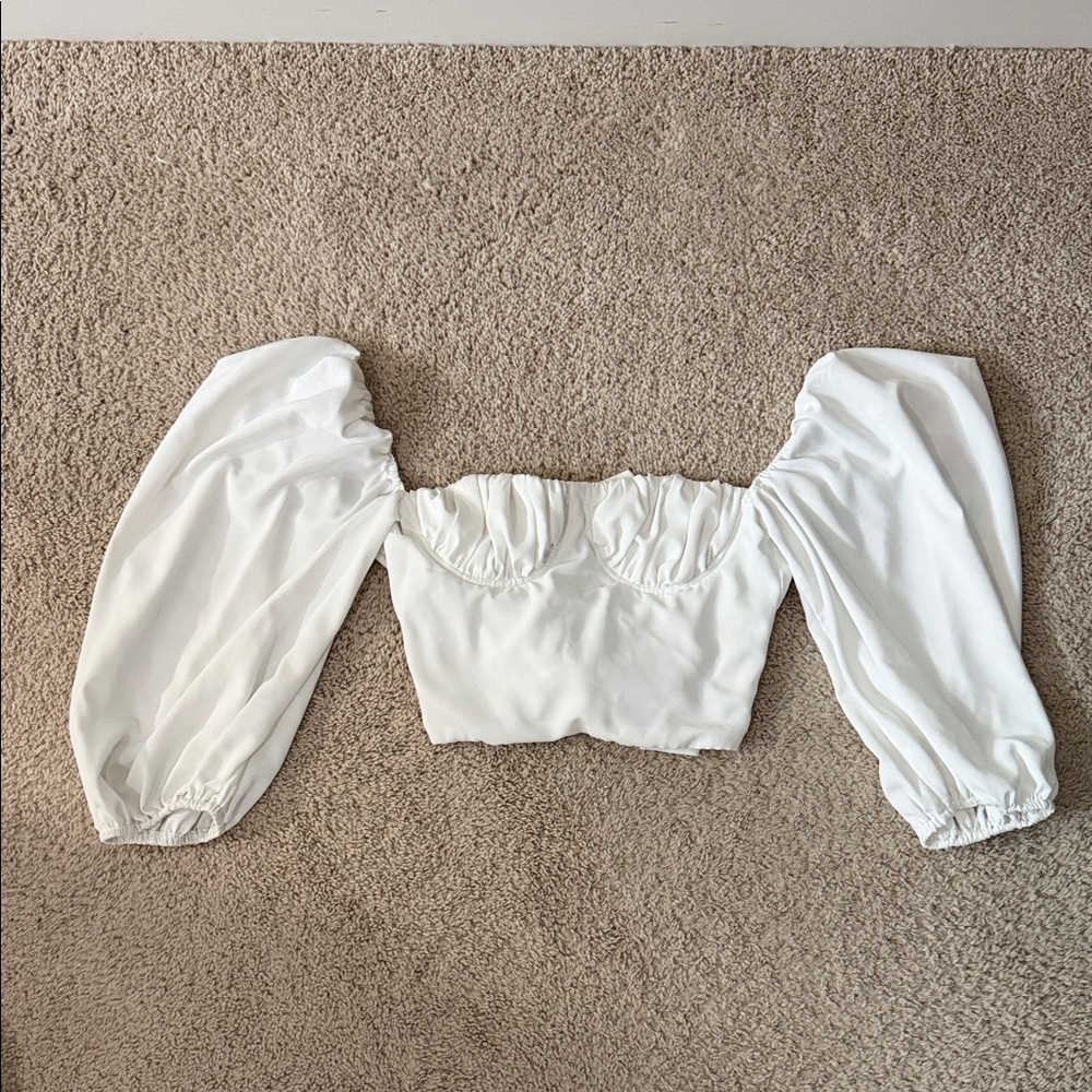 White Puff Sleeve Top